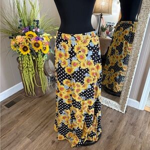 ASOS • Sunflower Polka Dot Maxi Skirt